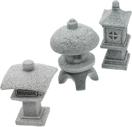 Milisten 3Pcs Pavilion Shaped Garden Decor Outdoor Micro Landscaping Ornament Weather Resistant Statues for Garden Balcony Unique Home Office Decoration