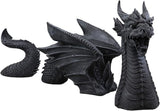 Ebros Swimming Castle Moat Mordor Dragon Lawn Garden Centerpiece Statue 3 Piece 21" Total Length Faux Stone Resin Finish Dungeons and Dragons Decor Figurine