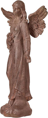 Kensington Hill Large Tall English Tudor Angel Garden Statue Sculpture Catholic Religious Holy Decor Outdoor Garden Front Porch Patio Yard Outside Home House Iron Rust Finish Resin 41 1/2" High