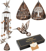 Hummingbird Wind Chimes for Outside, Brass Metal Wind Chimes Outdoors,Hummingbirds Gifts for Women/Men, Garden/Yard Decor, Memorial/Birthday Gifts for Grandma/Mom, Durable Chimes for Outdoors