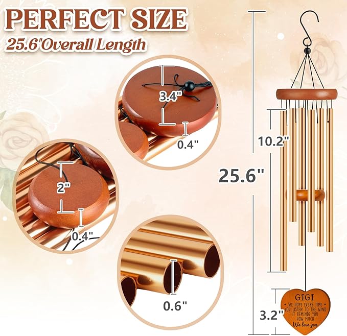 Gigi Gifts for Grandma, Gift for Gigi Wind Chimes, Birthday, Mothers Day, Retirement, Thanksgiving Gifts from Grandchildren Grandkid, Best Grandma Gift