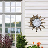 14" Sun-Moon Outdoor Thermometer, Metal Wall Thermometer No Need Battery, Decorative Indoor Thermometer for Patio, Garden, Living Room