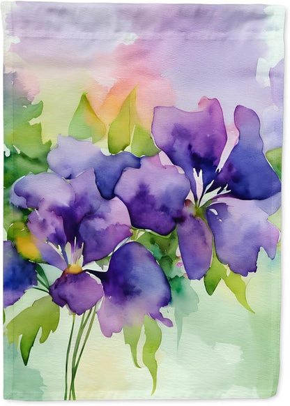 Caroline's Treasures New Jersey Violet in Watercolor House Flag Large Porch Sleeve Pole Decorative Outside Yard Banner Artwork Wall Hanging, Polyester, House Size, Multicolor