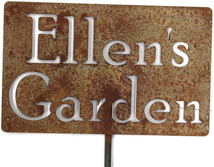 Classic Metal Garden Markers Clearance Items 20 to 33 Inches Tall (Ellen's Garden 21", Naturally Rusted)