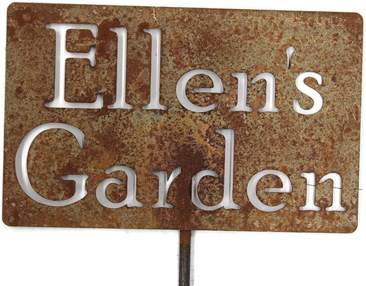 Classic Metal Garden Markers Clearance Items 20 to 33 Inches Tall (Ellen's Garden 21", Naturally Rusted)