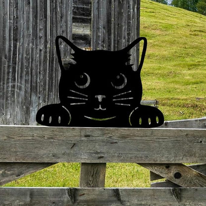 WADORN Metal Black Cat Garden Decor, Cat Silhouette Decorative Garden Stake Kitten Yard Art Cute Animal Wall Decor for Cats Lover Farmhouse Statue for Garden Backyard Patio Lawn Home Outdoor Decor