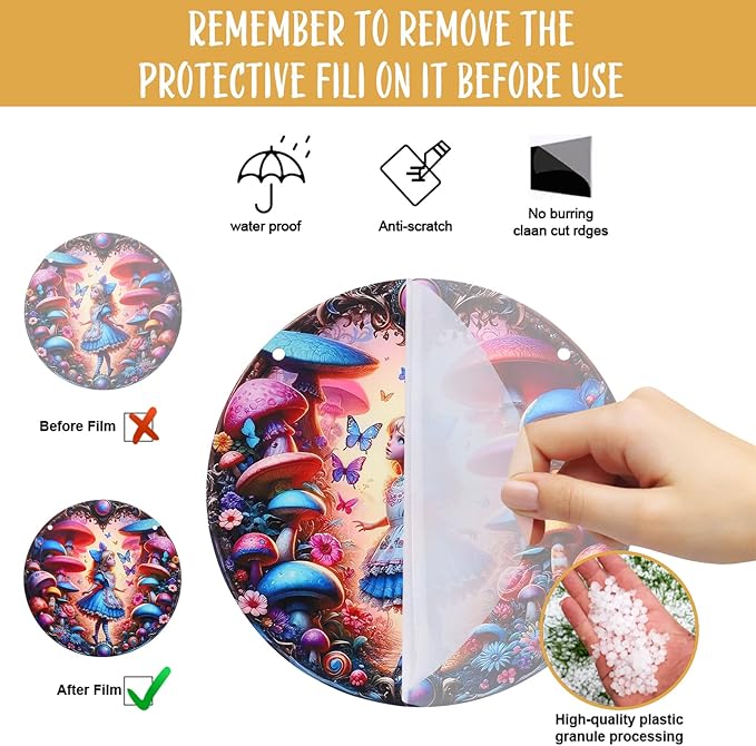 Butterfly Girl Fairy Suncatcher Acrylic Flower Mushroom Window Hanging Stained Sun Catchers Indoor Window Decor with Chain Home Garden Decoration 7.8 inch YKA188 (D)