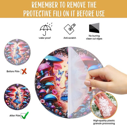 Butterfly Girl Fairy Suncatcher Acrylic Flower Mushroom Window Hanging Stained Sun Catchers Indoor Window Decor with Chain Home Garden Decoration 7.8 inch YKA188 (D)