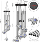Angel Wind Chimes for Outside, Elephant Gifts for Women, Outdoor/Indoor Decorations for Patio, Porch, Garden Decor, and Backyard (Evil Eye Elephant)