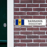 Personalized Barbados Street Sign Barbados Flag Metal Sign Capital City of Barbados Metal Sign Road Wall Art Rustic Country City Indoor & Outdoor Decor for Home Man Cave Door Porch Garden 18x4in