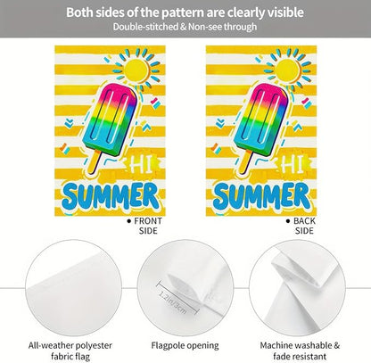 BlissYard Summer Garden Flags 12x18 Double Sided Summer Banner Beach Gardens Flag Bright Popsicle Sun Design Holiday Outside Decorations Yard Flags for Seasonal Decoration in Yard and Garden