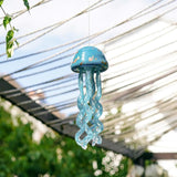 Handblown Art Glass Jellyfish Wind Chime,Glass Jellyfish Hanging Sun Catcher Wind Chime,Wind Chimes for Outside,Sea Glass Blown Wind Chimes for Beach Party,Wedding Decor(Aqua Blue)