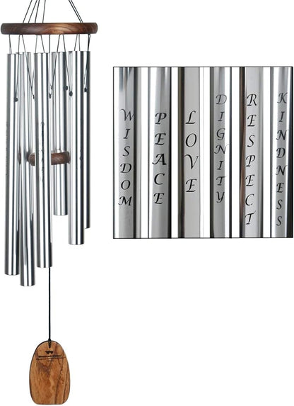 Woodstock Chimes Signature Collection, Affirmation Chime, 25'' Virtues Inspirational and Memorial Wind Chimes for Outdoor, Patio, Home or Garden Décor (AFVSB)