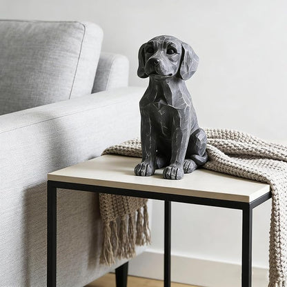 MeritMode 11.22" Geometric Dog Statue Resin Sculpture – Modern Abstract Dog Figurine, Stone Look Animal Decor for Living Room, Entryway, Garden & Dog Lover Gift