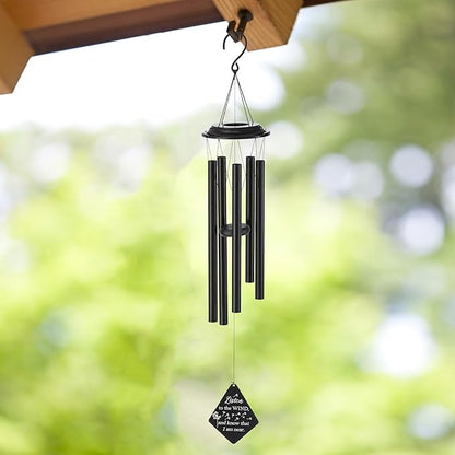 Glitzhome 38" H Large Metal Wind Chime, Classic Black Wind Chimes with Wind-Catcher, Memorial Windchime for Patio, Garden, Outdoor Home Decor