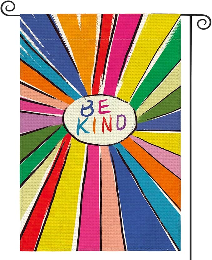 AVOIN colorlife Be Kind Rainbow Sunshine Pride Garden Flag Double Sided, LGBTQ Community Parade Gay Pride Lesbian Transgender Bisexual Yard Outdoor Decoration 12 x 18 Inch