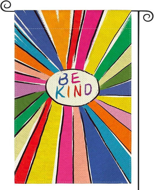 AVOIN colorlife Be Kind Rainbow Sunshine Pride Garden Flag Double Sided, LGBTQ Community Parade Gay Pride Lesbian Transgender Bisexual Yard Outdoor Decoration 12 x 18 Inch