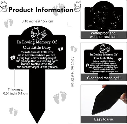 Roowest Cemetery Grave Decorations Acrylic Memorial Stakes Grave Stake Markers Sympathy Garden Plaque Waterproof Remembrance Sympathy Gift for Cemetery Graveside Outdoors Yard(Baby)