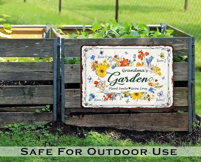 Personalized Metal Signs with Name Made in USA Custom Vintage Garden Sign Waterproof Vintage Decorative Metal Print for Wall Decor Customized Home Garden Ideas Gifts Artwork Prints for Yard Ourdoor