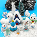 Suartus Christmas Miniature Figurines - 46 Winter Mini Resin Animal Figurines Tiny Christmas Figures Model Statue Ornaments for Xmas Fairy Garden Moss Landscape Potted Plant Snow Globes Home Decor
