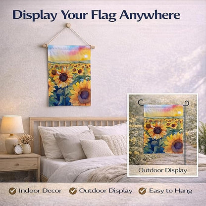Caroline's Treasures Kansas Sunflowers in Watercolor Garden Flag Mailbox Flag Decorative Yard Flag Banner Outside Patio Artwork Yard Flower Beds, Garden Size, Multicolor