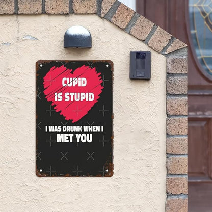 Retro Tin Signs Is Stupid I Was Drunk 8x12 Inches Metal Wall Decor for Garden,Kitchen,Living Room,Patio,Office,Bathroom,and More! Vintage Funny Sign