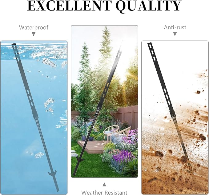 2 Pcs 36'' Yard Sign Stake for Outdoor, Metal Garden Posts with Barbed Anchors, Easy to Install, Rugged, Lightweight & Abjustable 3 Foot Signs Pole for Ground Lawn(Black)