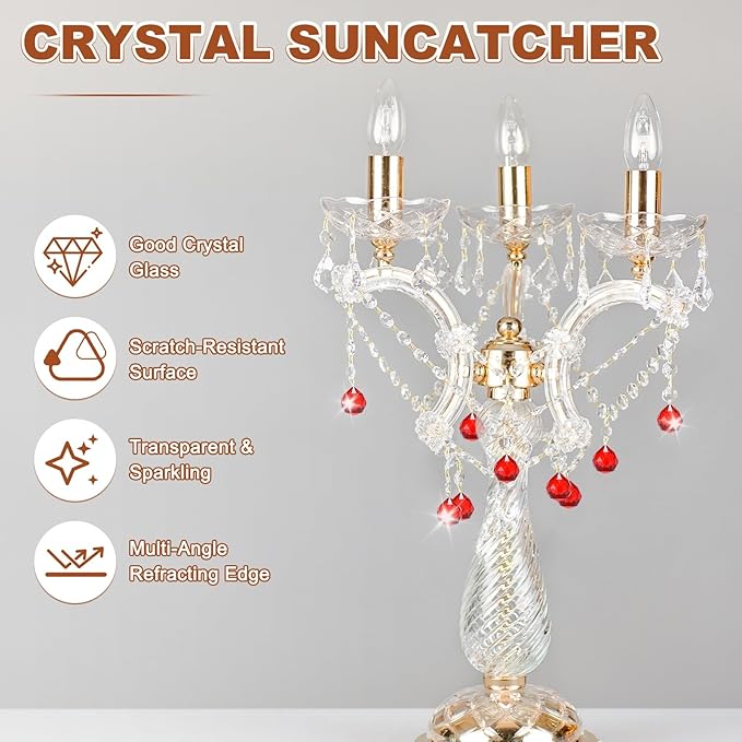 M METERXITY 20-Pack Crystal Ball Prisms, 24mm/0.94 Inch Chandelier Pendant Maker Hanging Crystals Chandelier Prisms for Home/Windows/Garden/DIY Decoration[Bright Red]