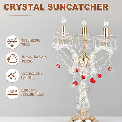 M METERXITY 10-Pack Crystal Ball Prisms, 24mm/0.94 Inch Chandelier Pendant Maker Hanging Crystals Chandelier Prisms for Home/Windows/Garden/DIY Decoration[Bright Red]