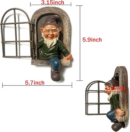 Tirifer Garden Gnomes Elf Out The Door Tree Hugger, Decor Outdoor 3D Dwarves Outdoor Tree Sculpture Gnome Tree Decor Garden Peeker Figurine Yard Art Garden Decoration