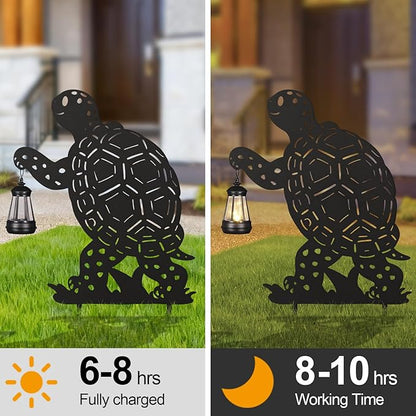 nawaza Turtle Metal Garden Stakes Decorative 2Pack,Solar Lights Outdoor Garden Decor Stake,Birthday Gifts for Mom Women,Decorative Metal Housewarming Ornament for Lawn Patio Yard Pathway Black.