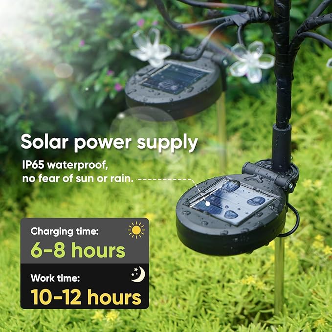 Solar Garden Lights Outdoor Waterproof,Garden Decor Solar Flowers For Outside Decorative,2Pack 2Modes Solar Powered Fairy Outdoor Decorations for Yard Patio Pathway, Gardening Gifts Mothers Day