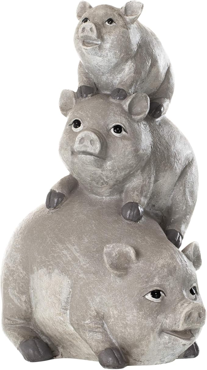 Garden items - 11658 Pigs Garden Statue, one Size, Light Gray