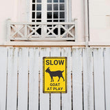 Slow Goat at Play Aluminium Metal Sign, Funny Goat Warning Sign, Vintage Goat Decor, Goat Gift, Goat House Decor, Wall Decor for Farmhouse/Home/Yard/Children Room, 8"x12" Indoor/Outdoor