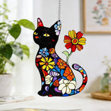 Cat Stained Glass Suncatcher Window, Hanging Sun Catchers Indoor Window, Cat Lover Suncatcher for Mom/Women