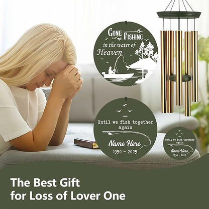 ASTARIN Sympathy Gifts for Loss of Loved One, Condolences Wind Chimes for Loss Grandfather Dad Friends Who Like Fishing, Care Package for Grieving Friend(Produced in USA)