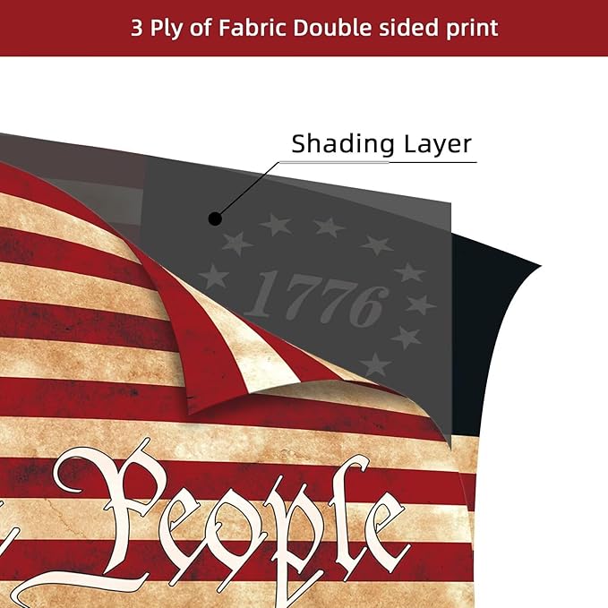 We The People 1776 Flag Double Sided 3 Layers 3x5 FT Outdoor Vintage American Betsy Ross 13 Star Constitution Flags Indoor Garden Decoration USA Flags