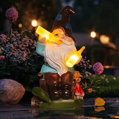 DKJOCKY Gnome Garden Decor Statue with Solar Light Lantern,Birthday Gifts for Women Mom Grandma,Funny Waterproof Resin Figurine Outdoor Decorations for Yard Patio Lawn Balcony Porch