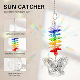 Crystal Sun Catchers Indoor Window Colorful & Clear Butterfly Faceted Wind Chime with Rainbow Refractions(Multi-Colored)
