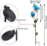 TERESA'S COLLECTIONS Flower and Heron Garden Decor with Solar Lights, Solar Powered Metal Stakes for Outdoor Patio Yard Lawn Decorations