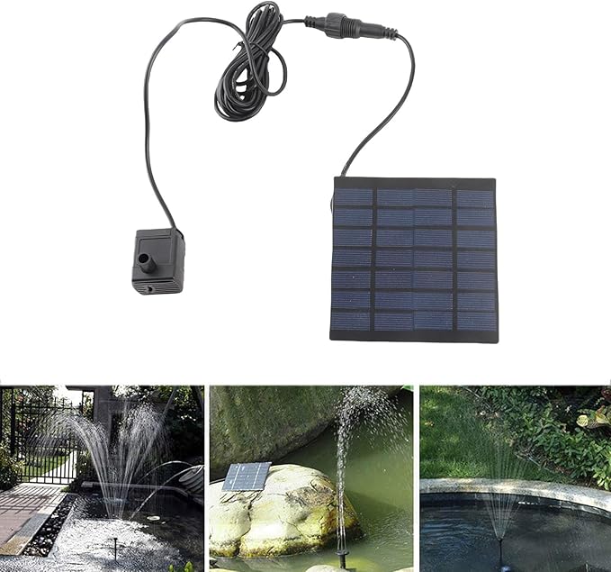 Zerodis Solar Fountain Pump, Brushless with 4 Sprinkler Heads for Garden Pond Bird Bath, Solar Powered Fountain Kit, 30-60cm Water Height, Tempered Glass Panel