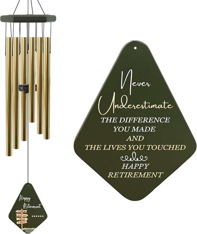 Retirement Gift for Woman Men, 32" Wind Chimes Retirement Gifts, Happy Retirement Gifts for Coworker Colleague Boss Teachers Nurses Friends, Going Away Gifts Retirement Decorations,Green