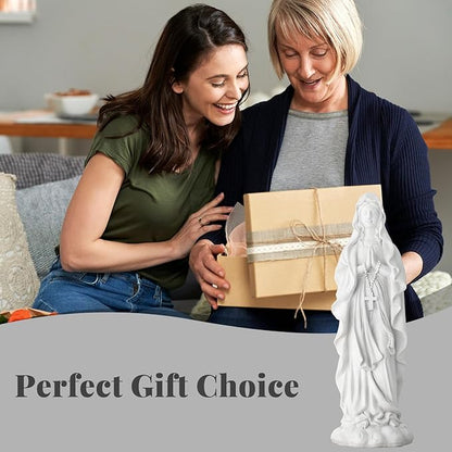 EROMMY 30.7 Inch Virgin Mary Praying Statue Outdoor Garden Religious Sculpture Magnesium Oxide Mary Statue for Yard Patio Lawn Home Entryway Hallway Decor (White)