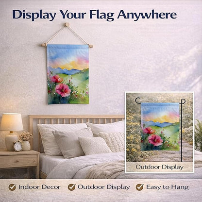 Caroline's Treasures North Dakota Wild Prairie Roses in Watercolor Garden Flag Mailbox Flag Decorative Yard Flag Banner Outside Patio Artwork Yard Flower Beds, Garden Size, Multicolor