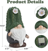 Etlemonde Solar Cactus Gnome Statue Garden Decor Light - Outdoor Decorative LED Flower, Suitable for Patio, Lawnand Garden Decorations, Gifts for Mom