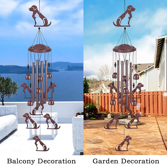 Dogs Wind Chimes Outdoor Decoration, Gifts for Mom, Home, Garden, Balconies, Rooms, Patio, Indoor, Puppy Ornaments, Memorial Wind Chimes, 37.5 Inch Labrador Wind Catcher, Outside Dog Wind Bells Decor