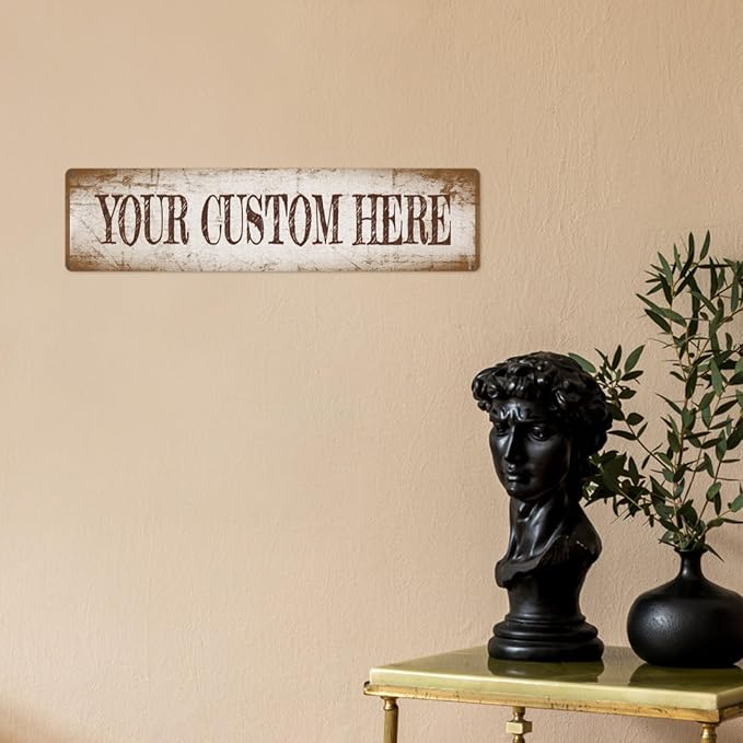 Generic Custom Metal Sign Personalized Street Signs, 4x16in, Aluminum, Vintage Style, Horizontal, Wall Mount, Home, Office, Outdoor, Warning, Directional, Decorative