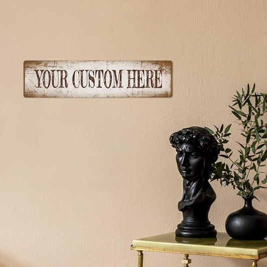 Generic Custom Metal Sign Personalized Street Signs, 4x16in, Aluminum, Vintage Style, Horizontal, Wall Mount, Home, Office, Outdoor, Warning, Directional, Decorative