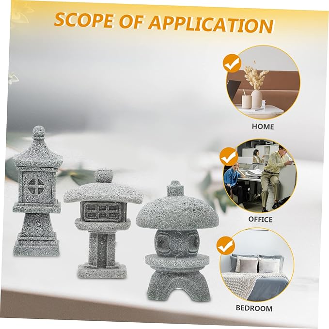 Milisten 3Pcs Pavilion Shaped Garden Decor Outdoor Micro Landscaping Ornament Weather Resistant Statues for Garden Balcony Unique Home Office Decoration