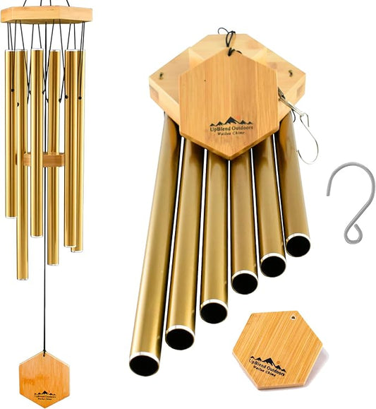 UpBlend Deep Tone Wind Chime – Outdoor Sympathy & Memorial Gift for The Loss of a Loved One, Memorial Wind Chimes, Thoughtful Sympathy Gift for Bereavement and Remembrance. 29" Bronze